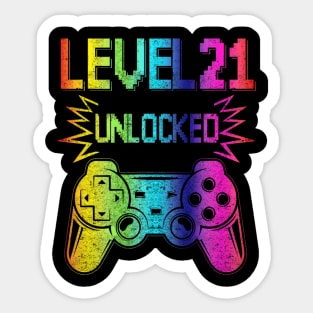 Vintage Video Gamer 21st Birthday Level 21 Unlocked Sticker